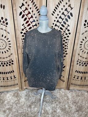Zenana Outfitters Black and Tan Speckled Crewneck Sweatshirt